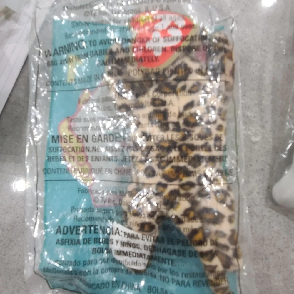 McDonald's TY Beanie Baby #1 Freckles The Leopard, New in Sealed Bag